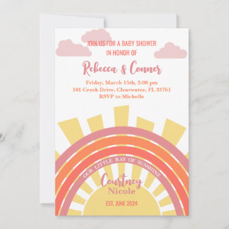 Ray of Sunshine Baby Shower Invitación