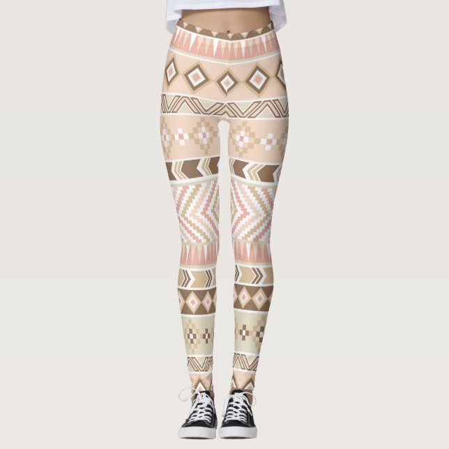Raya azteca tribal beige Legging de la arena (Anverso)