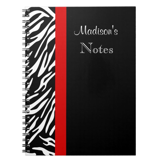 Raya de la cebra con el cuaderno personalizado (Frente)