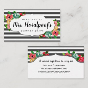 Raya la tarjeta de visita hecha a mano floral del