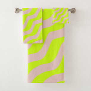 Rayas Abstractas De Neón Verde Lime Y Beige