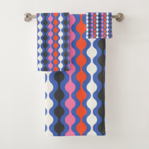 Rayas abstractas retro en azul brillante y rosa