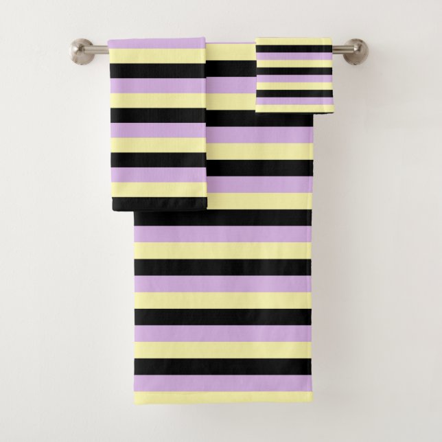 Rayas amarillo pálido, negro y morado suave (In situ)