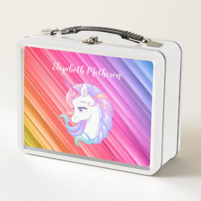 Rayas arcoiris Unicorn Pony Girly (Anverso)