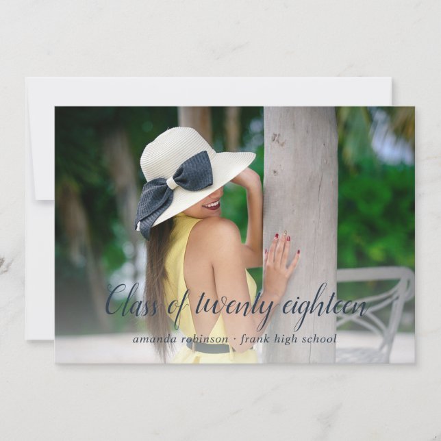 Rayas azul oscuro y malva Invitación de graduados (Anverso)