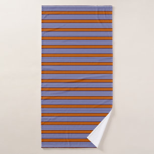 Rayas azul y blanca de la marina con naranja quema