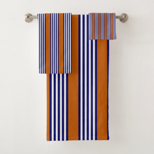 Rayas azul y blanca de la marina con naranja quema