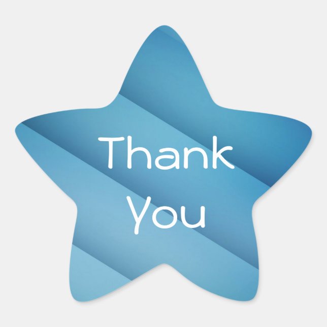 Rayas azules Gracias Pegatina Estrella (Anverso)