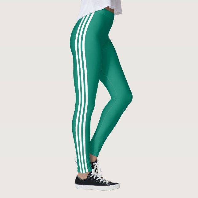 Rayas blancas azul Green Leggings Sport (Derecha)