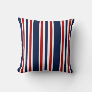 Rayas blancas azules de almohada náutica