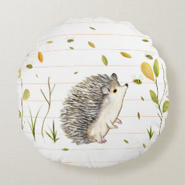 Rayas blancas Hedgehog Almohada redonda