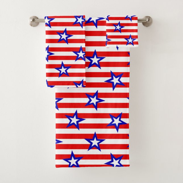 Rayas blancas rojas con estrellas azules y blancas (In situ)