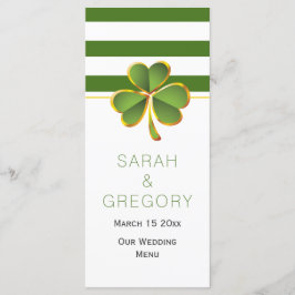 Rayas blancas verdes clover carta de menú boda irl