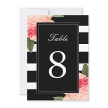 Rayas blancas y negras con números de mesa de peon