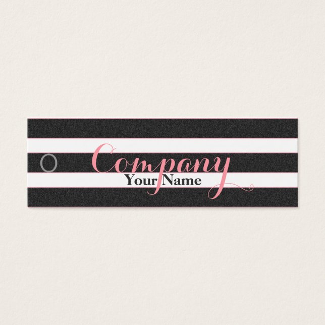 Rayas blancas y negras florales de Rosa - etiqueta (Frente)