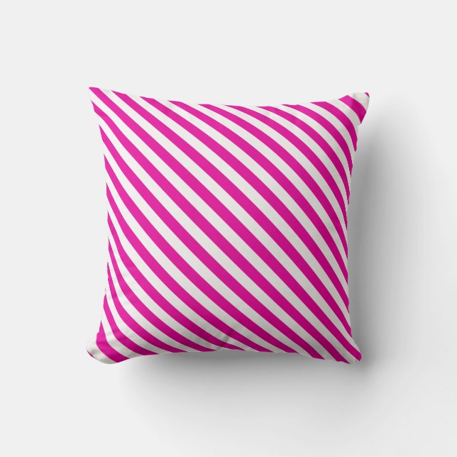 Rayas blancas y rosadas calientes en una almohada (Anverso)