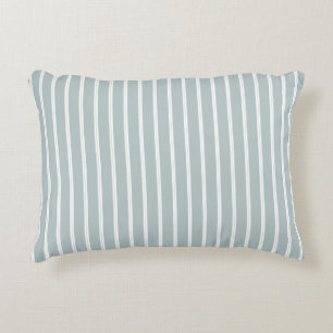 Rayas clásicas almohada de acento azul y blanco