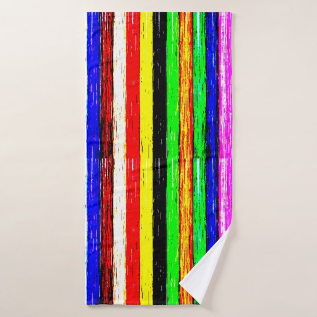Rayas coloreadas de madera (Toalla de baño)