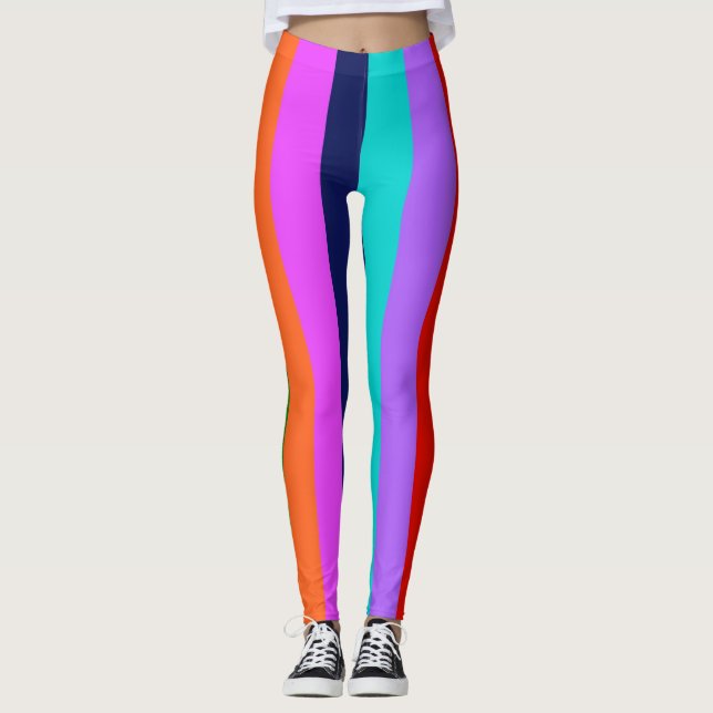 Rayas coloridas Leggings femeninas (Anverso)