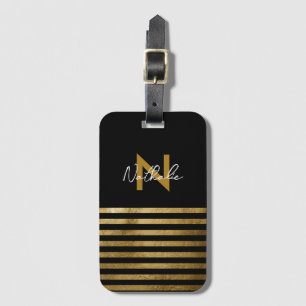 Rayas con su nombre en la etiqueta de equipaje neg