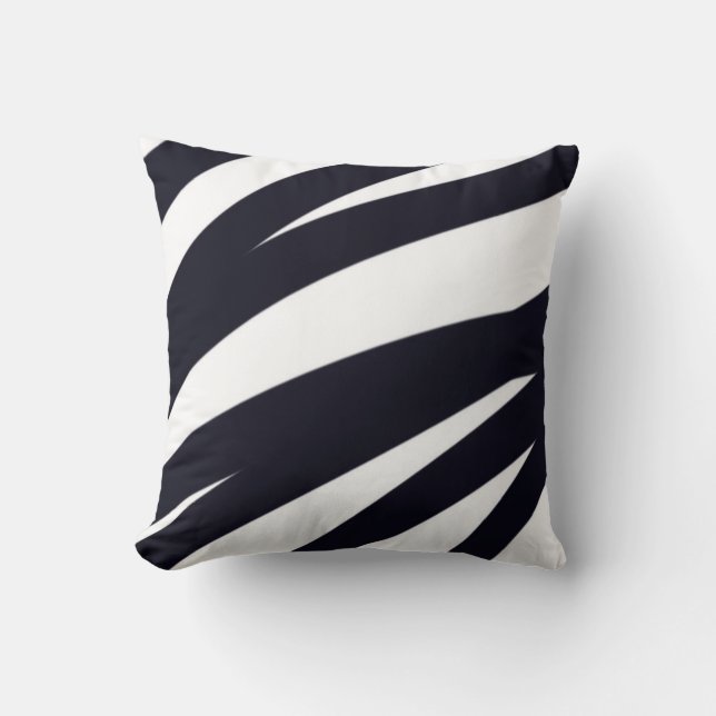 rayas de cebra almohada diseño blanco y negro (Anverso)