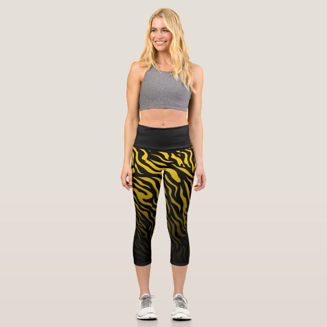 Rayas de cebra amarillas y negras: Leggings elegan (Anverso)