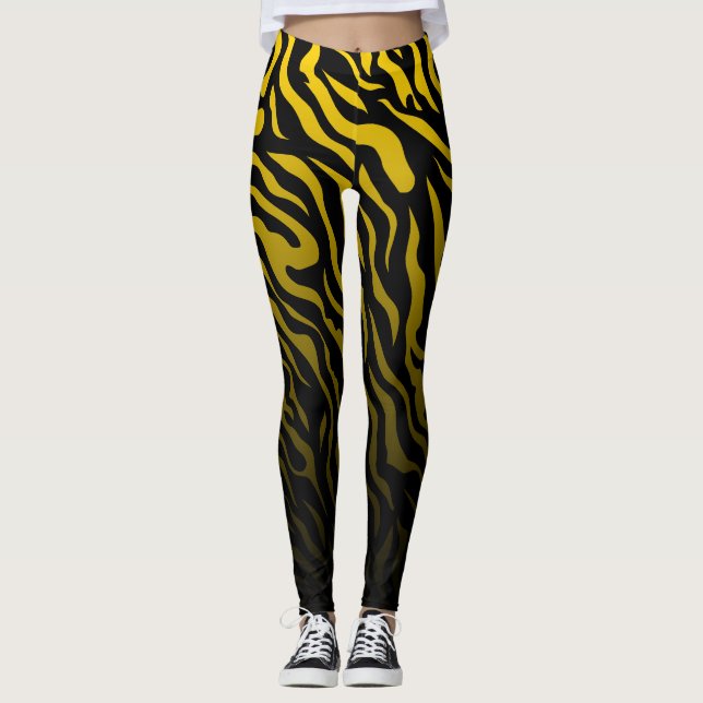 Rayas de cebra amarillas y negras: Leggings elegan (Anverso)