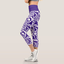 Rayas de cebra morada Mujeres Capris Leggings