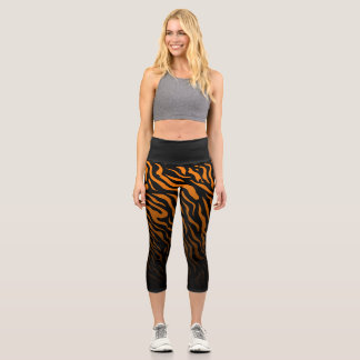 Rayas de cebra naranja y negra: Leggings elegantes