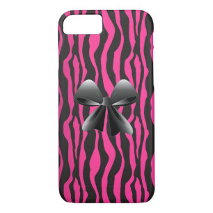 Rayas de cebra, negro, rosa, azul iPhone 7 Funda