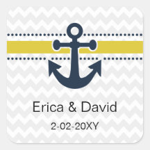 rayas de chevron, ancla, sobres náuticos sellos