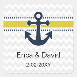 rayas de chevron, ancla, sobres náuticos sellos