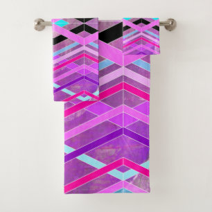 Rayas de cruce geométrico morado rosa y Aqua
