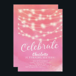 Rayas de cuerda Dulce Rosado Invitación al cumplea<br><div class="desc">Una cadena moderna ilumina una invitación dulce de 16 años sobre un fondo rosa acuarela. Vea nuestra acuarela correspondiente para un toque especial.</div>