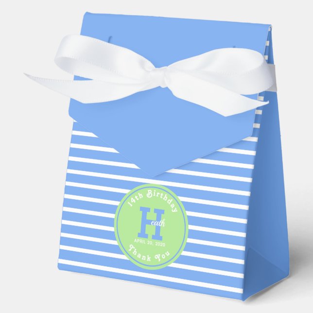 Rayas de cumpleaños Azul ⎮ Caja de Favor Verde Bla (Anverso)