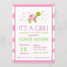Rayas de flor rosa Invitación de Baby Shower a tor