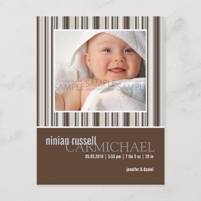 Rayas de invierno Brown ・ Invitación para bebés (Anverso)