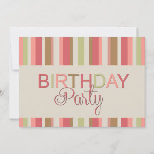 Rayas de la invitación de la fiesta de cumpleaños