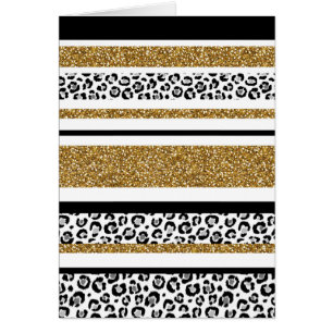 Rayas de leopardo purpurina de oro de moda