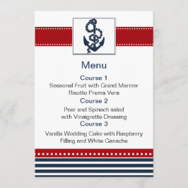 rayas de marina, ancla, tarjetas de menú náutico