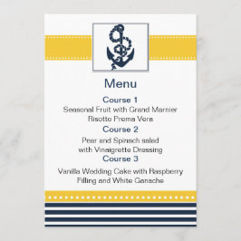 rayas de marina, ancla, tarjetas de menú náutico