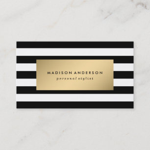 Rayas de moda en oro   Tarjetas de visita