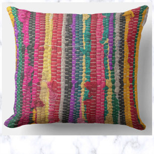 Rayas de tela vibrante Diseño de almohada exterior