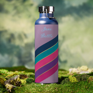 Rayas diagonales elegantes - Botella de agua con n