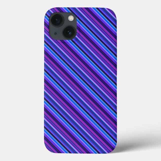 Rayas diagonales en Funda azul y púrpura Mate iPho (Reverso)