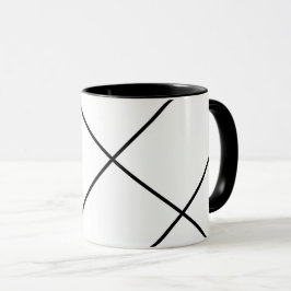 Rayas diagonales en taza negra y blanca