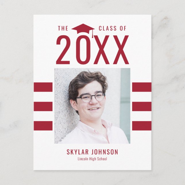 Rayas Elegantes Tarjeta Postal de Graduación COLOR (Anverso)