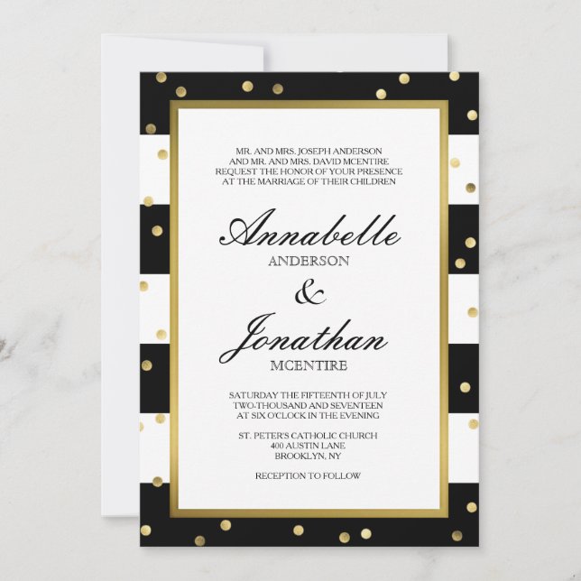 Rayas esparcantes | Elegante invitación a la boda (Anverso)