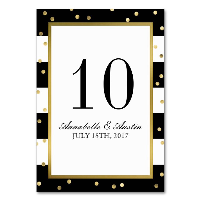 Rayas esparcantes | Elegante tarjeta de mesa de bo (Anverso)