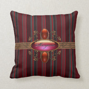 Rayas góticas en la almohada personalizada rojo d